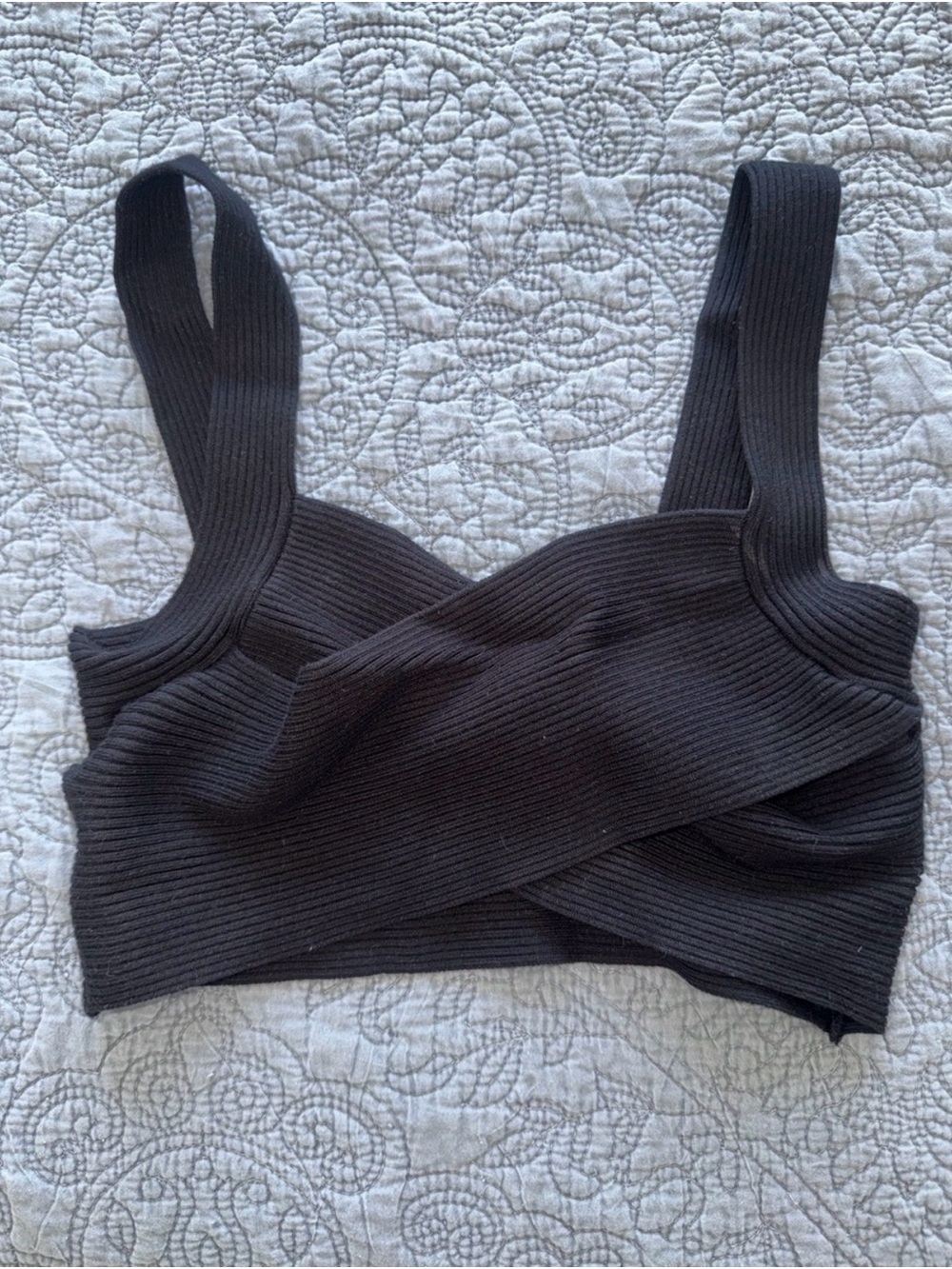 Mango Ribbed Cross-Front Crop Tank - Picture 2 of 3